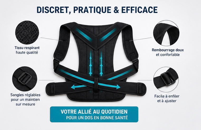Correcteur de Posture Dorsale 2-en-1 – Soutien Lombaire & Redressement du Dos