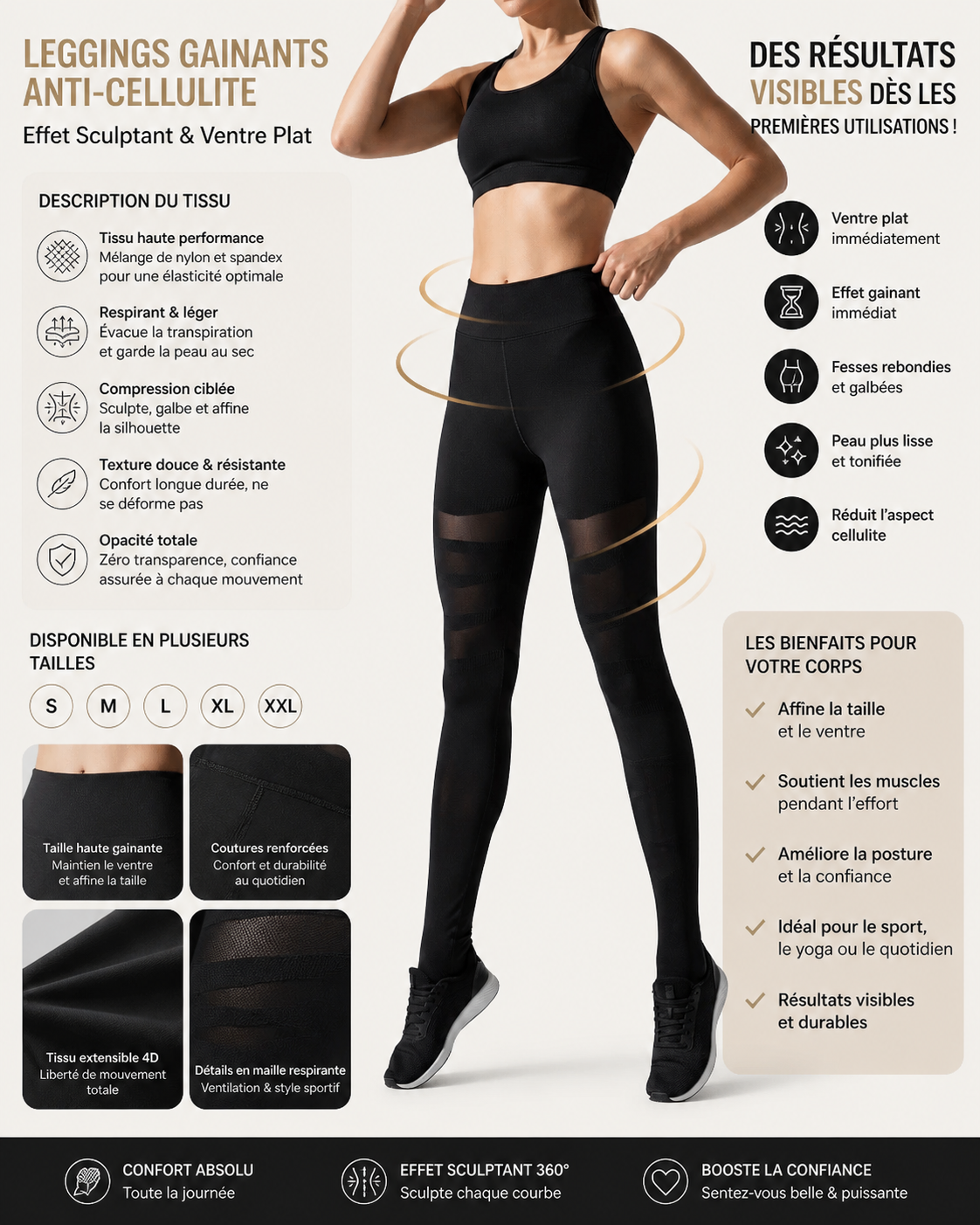 Leggings Gainants Anti-Cellulite – Effet Sculptant & Ventre Plat